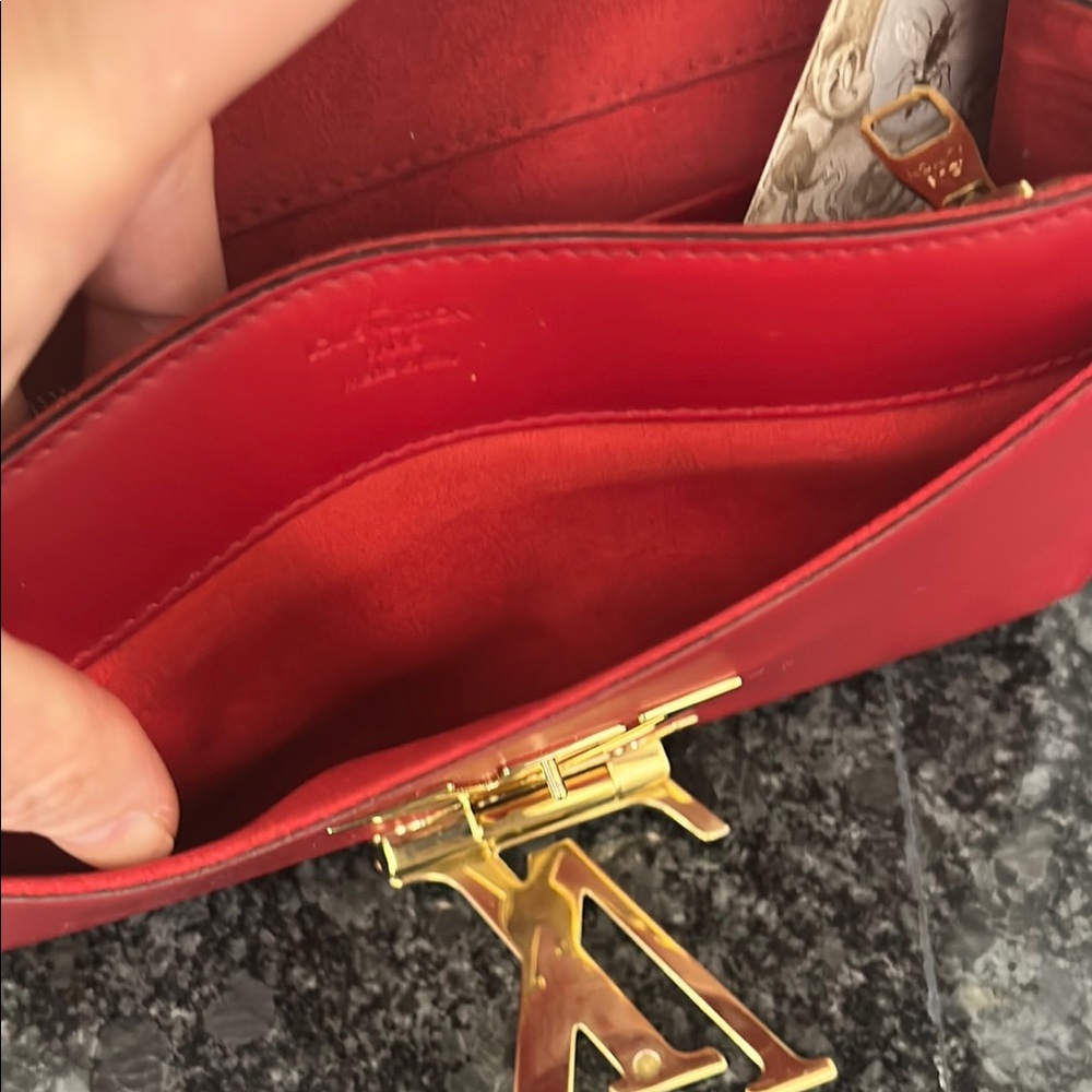 Louis Vuitton Red and Gold Clutch with Chain - Picture 8 of 10